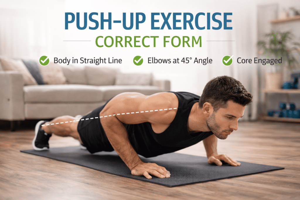 Man demonstrating correct push-up form