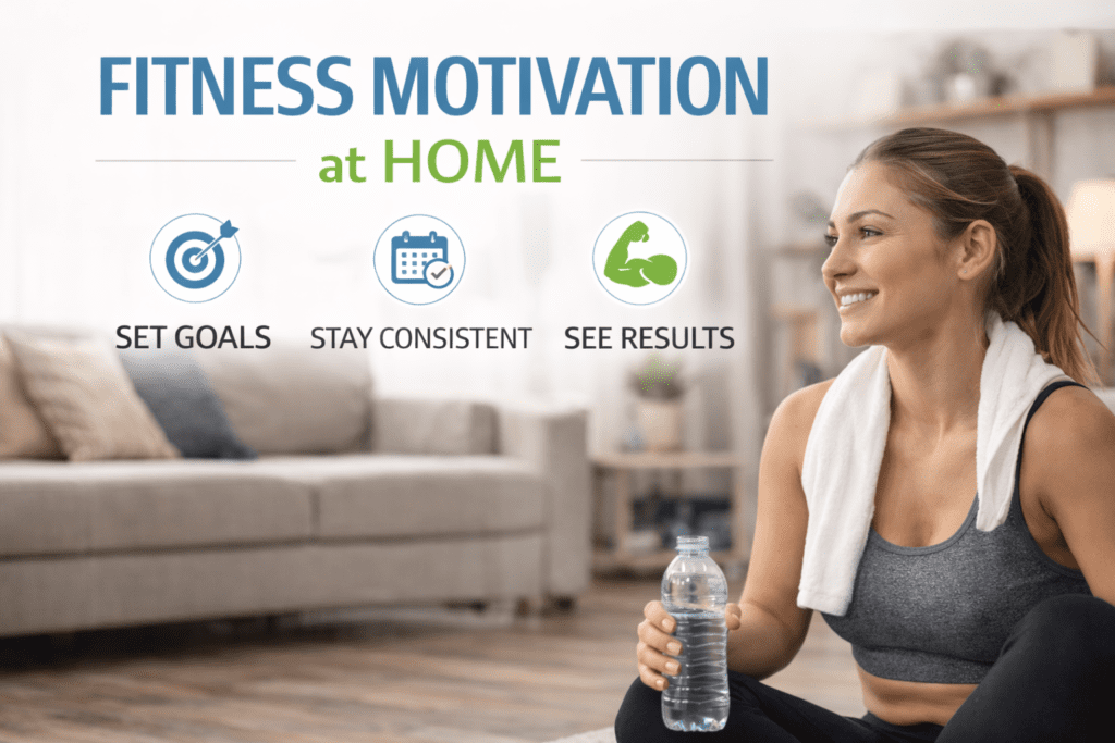 Woman exercising at home for motivation