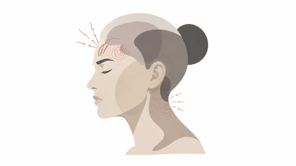 minimal illustration of human face showing stress tension and pressure areas