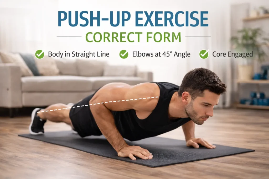 Man demonstrating correct push-up form
