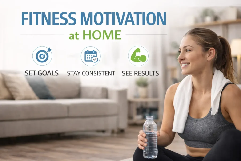 Woman exercising at home for motivation
