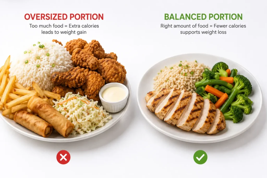 oversized portion vs balanced portion comparison