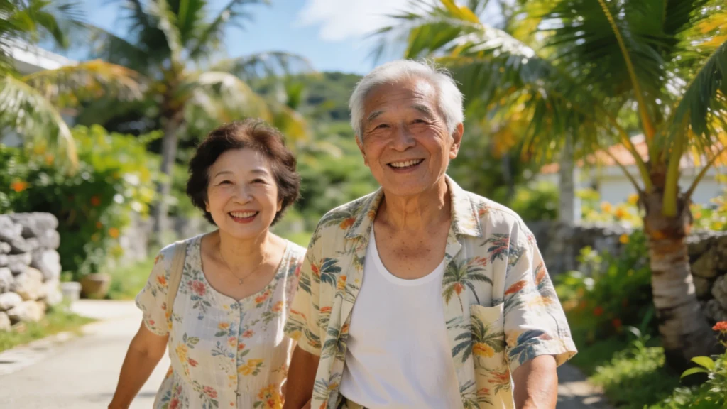 Okinawa longevity healthy elderly lifestyle blue zone Japan active seniors