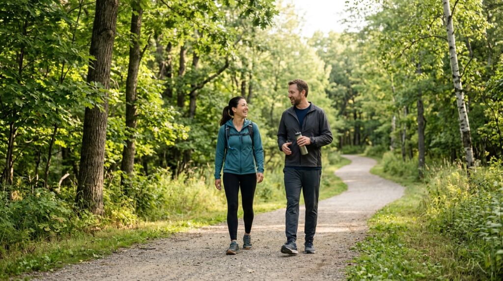 Building stamina by walking regularly at a comfortable pace