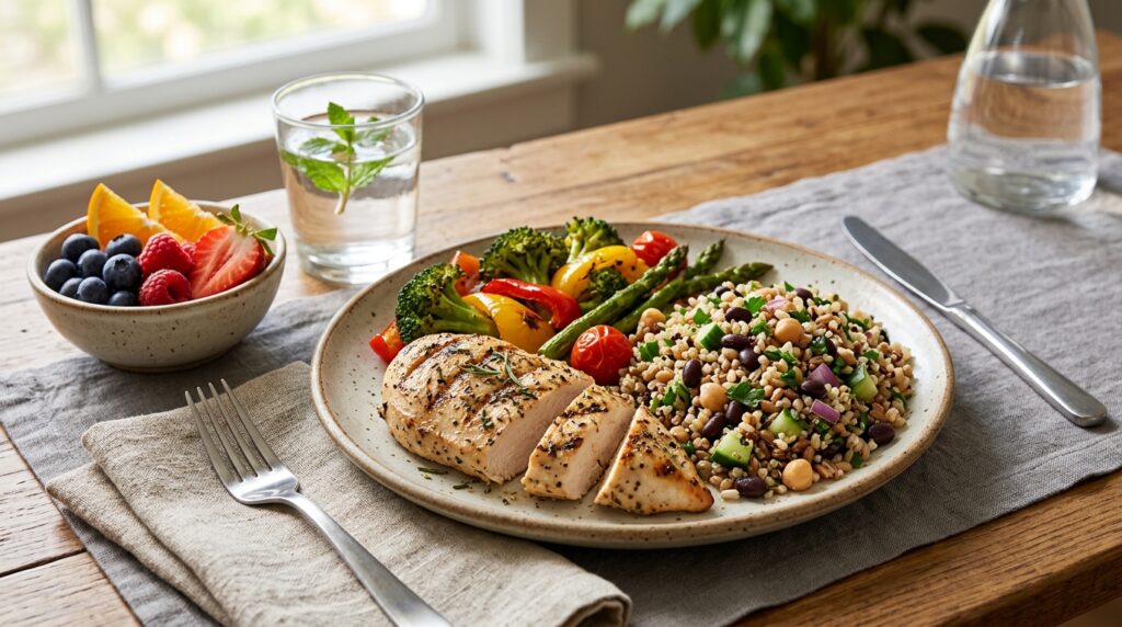 Balanced protein and fiber-rich meal for better fullness