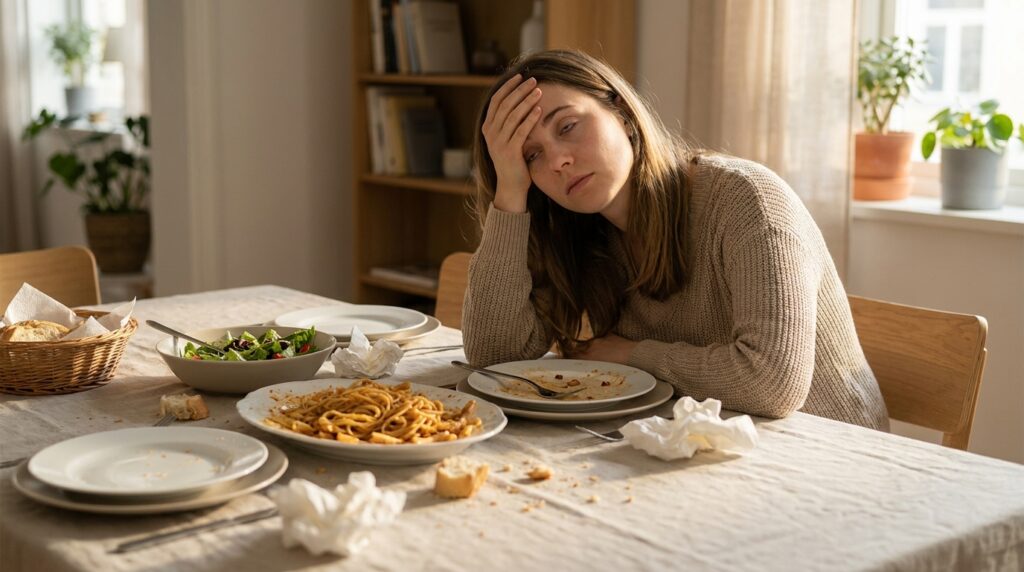 Feeling sleepy after eating a large meal