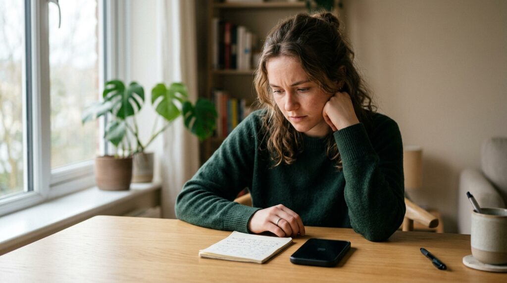 Person trying to make sense of a conversation they keep thinking about