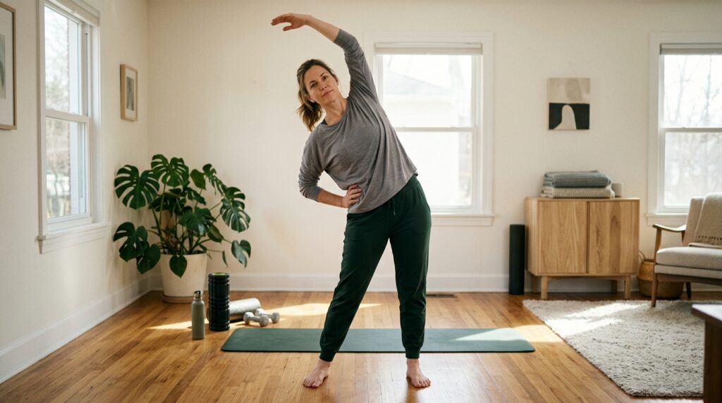 Adult warming up gently before returning to exercise