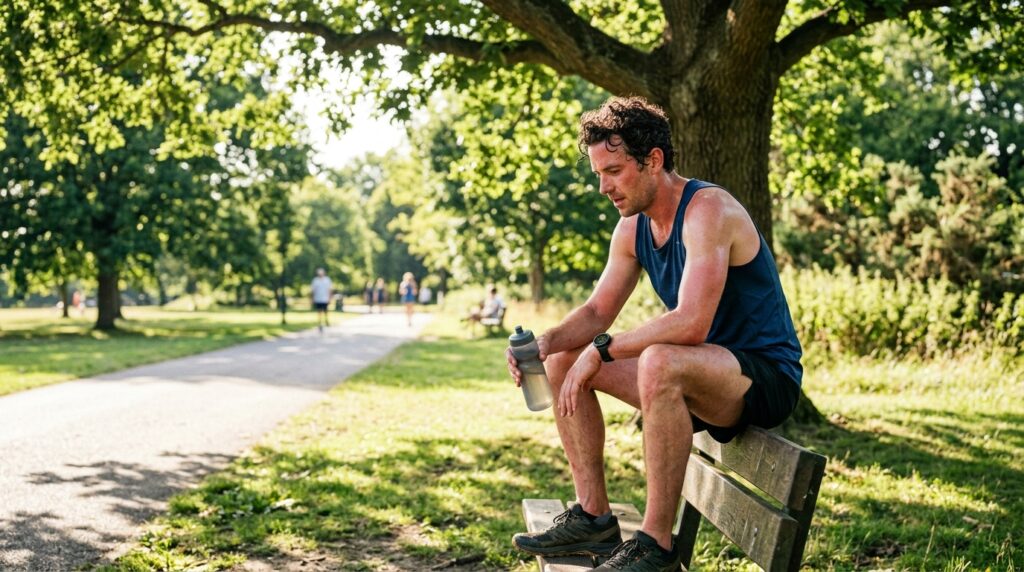 resting and hydrating after exercise in hot weather